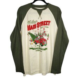 Disney Parks Mickeys Main Street Tree Farm Shirt Men's M Christmas Long Sleeve